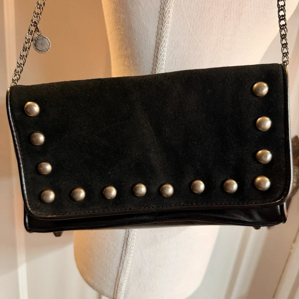 Isaac Mizrahi X Target Black Suede Studded Chain Strap Handbag